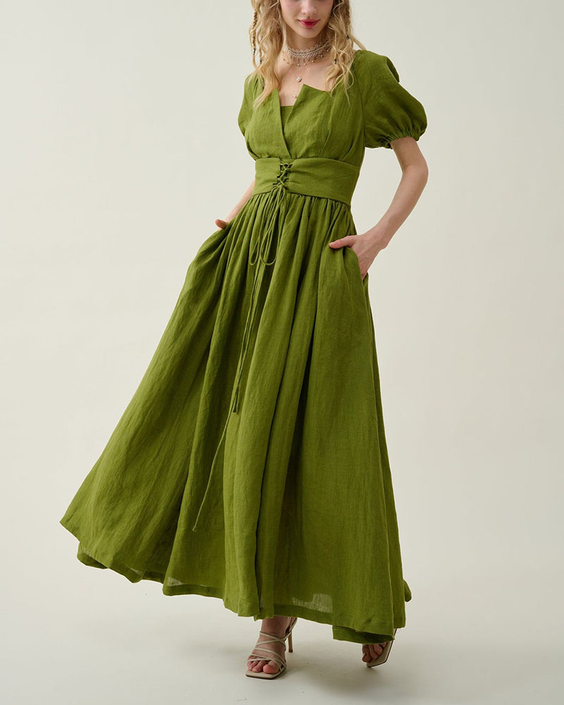 Cotton linen tunic swing dress