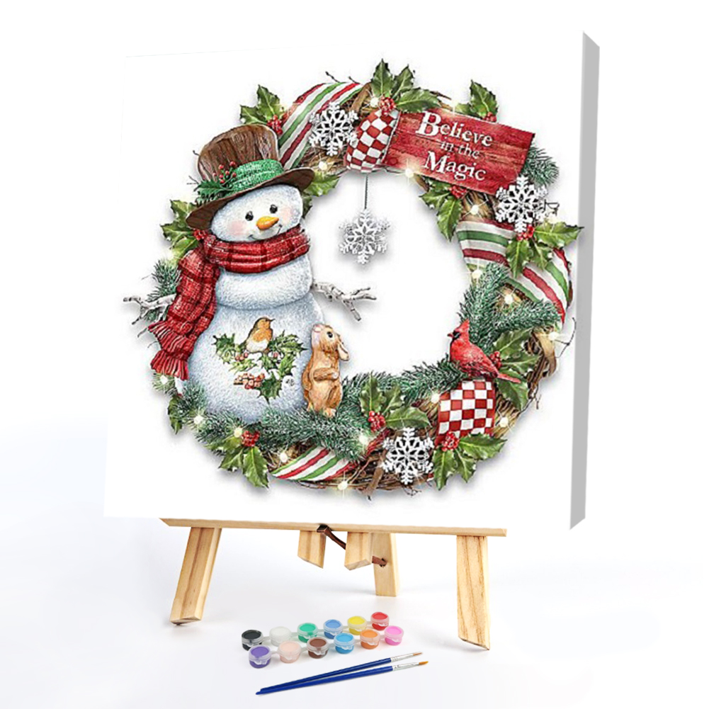 

40*40CM - Paint By Numbers - Snowman and Flowers, 501 Original