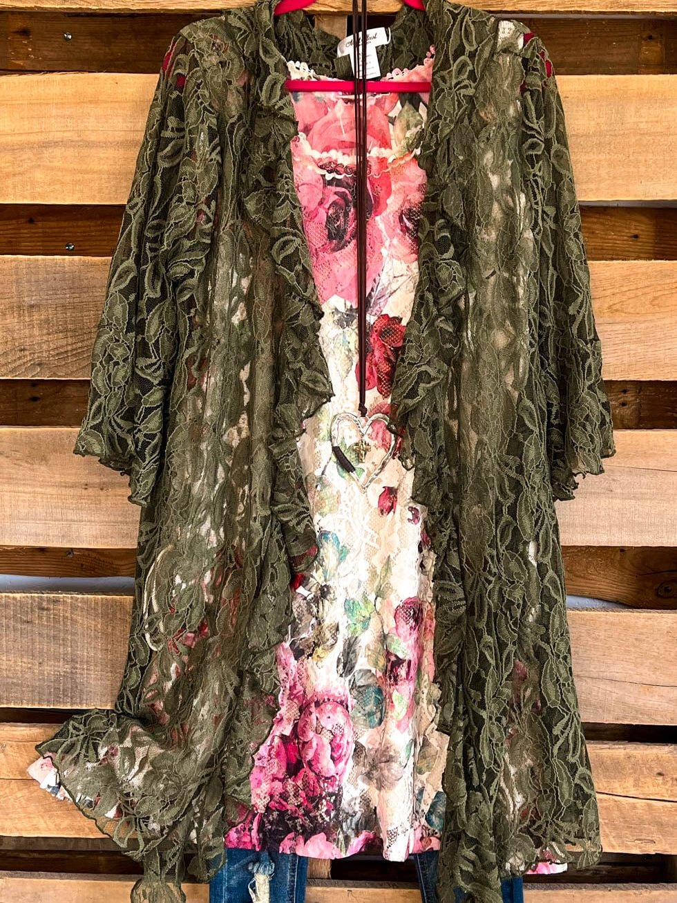 Women Floral Print Lace Hollow Top