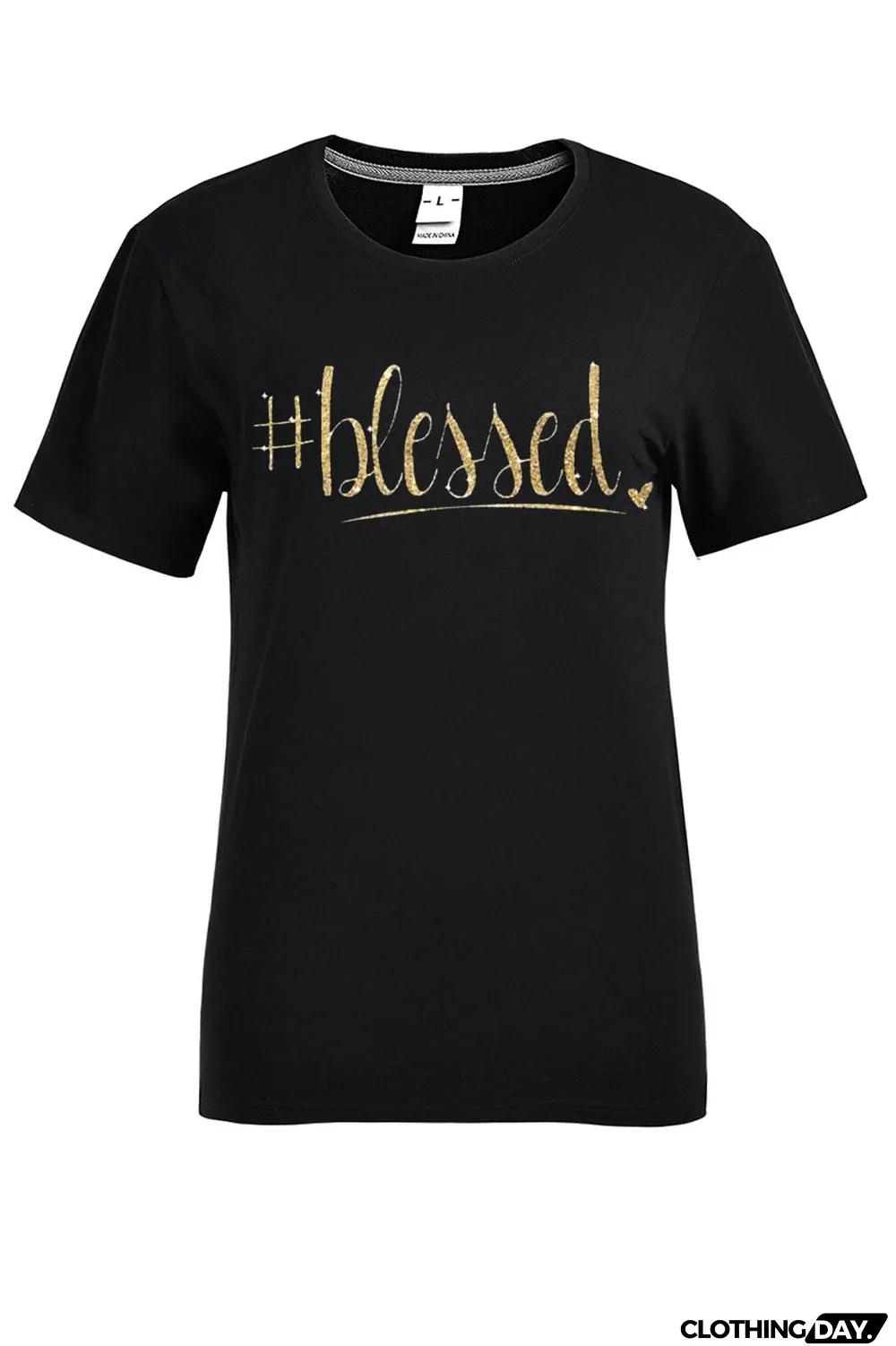 Black Street Print Patchwork O Neck T-Shirts