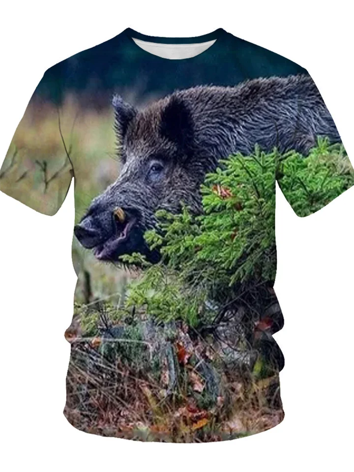 New Popular Novelty Animal Pig 3d Printing Round Neck T-shirt Funny Pig Casual Men's T-shirt XS-6XL-Cosfine
