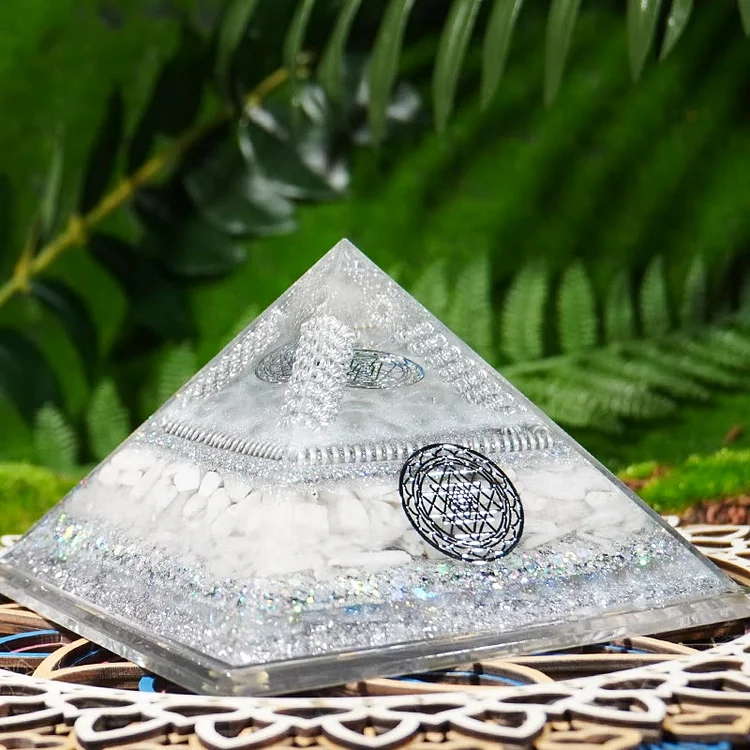 Olivenorma Clear Crystal Moonstone Healing Orgone Pyramid