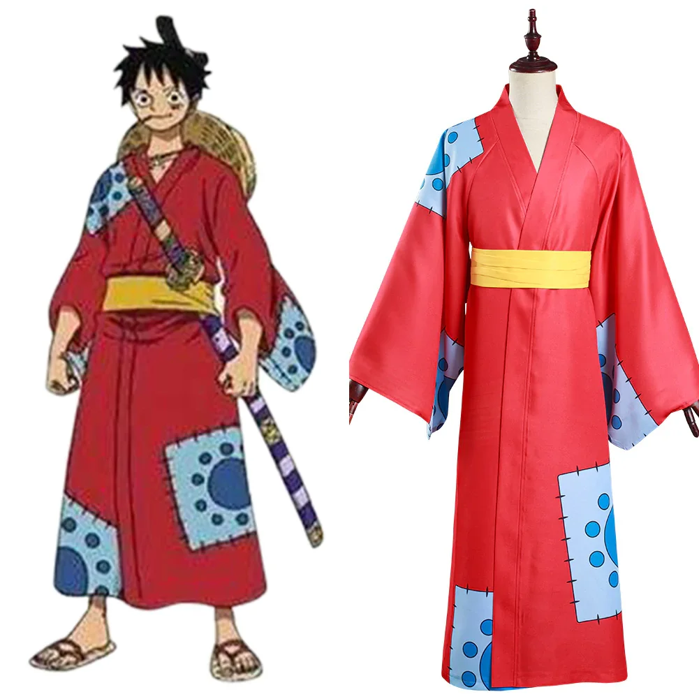 One Piece Kimono Outfit Wano Country Monkey D. Luffy Halloween Carnival Suit Cosplay Costume