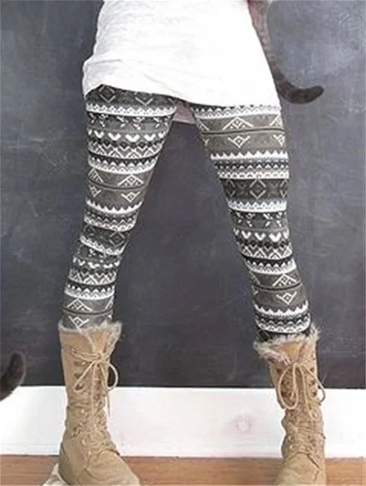 Churchf Churchf WISH Striped Print Versatile Slim Leggings