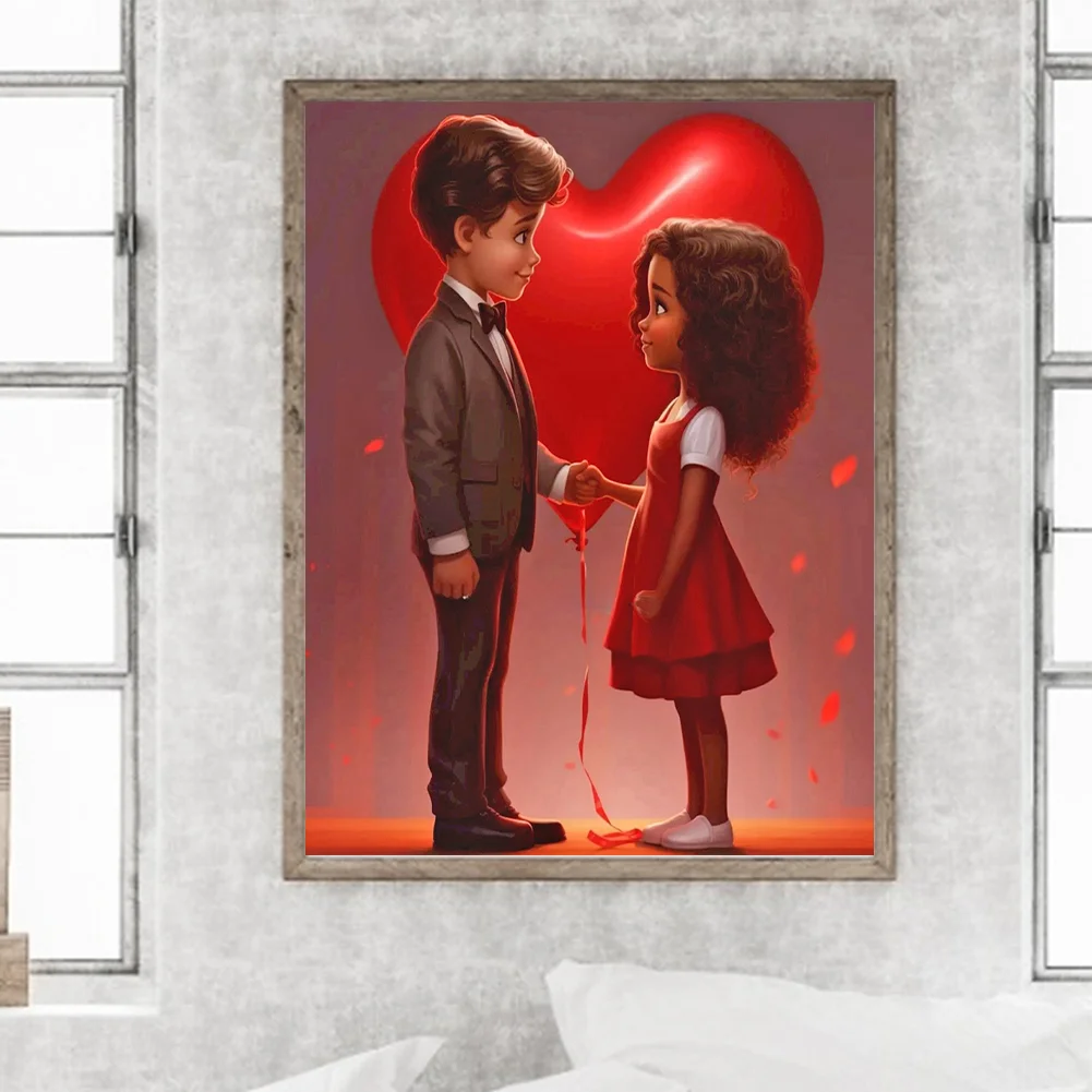 Diamond Painting - Full Round Drill - Kid Sweet Couple(Canvas|30*40cm)