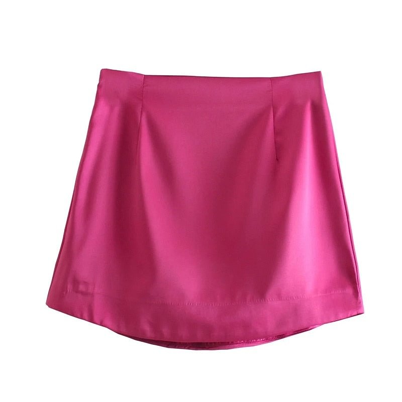 Stylish Elegant Satin Mini Skirt Women 2021 Fashion High Waist Skirts Female Casual Faldas