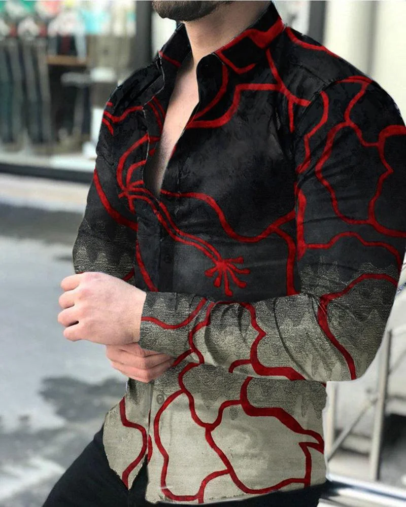 Men's Casual Printed Long-Sleeved Shirt15