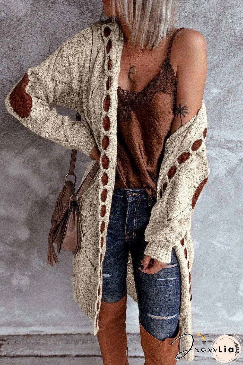 Elegant Hollow Out Braided Long Cardigan Sweater Coat With Hood