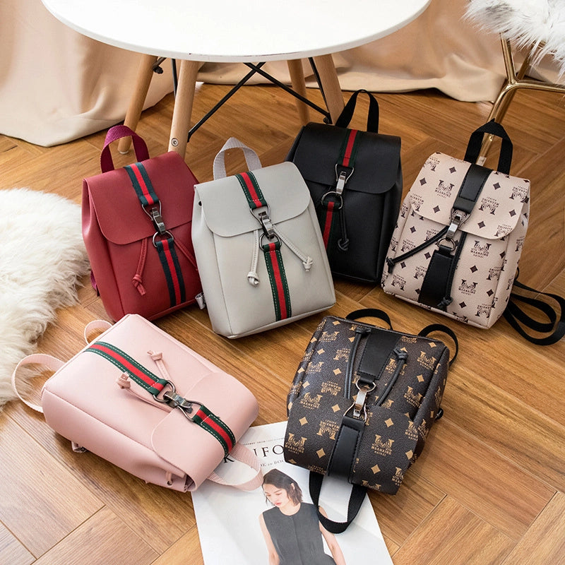 Women’s Small All Seasons Pu Leather Solid Color Fashion Square Zipper Fashion Backpack