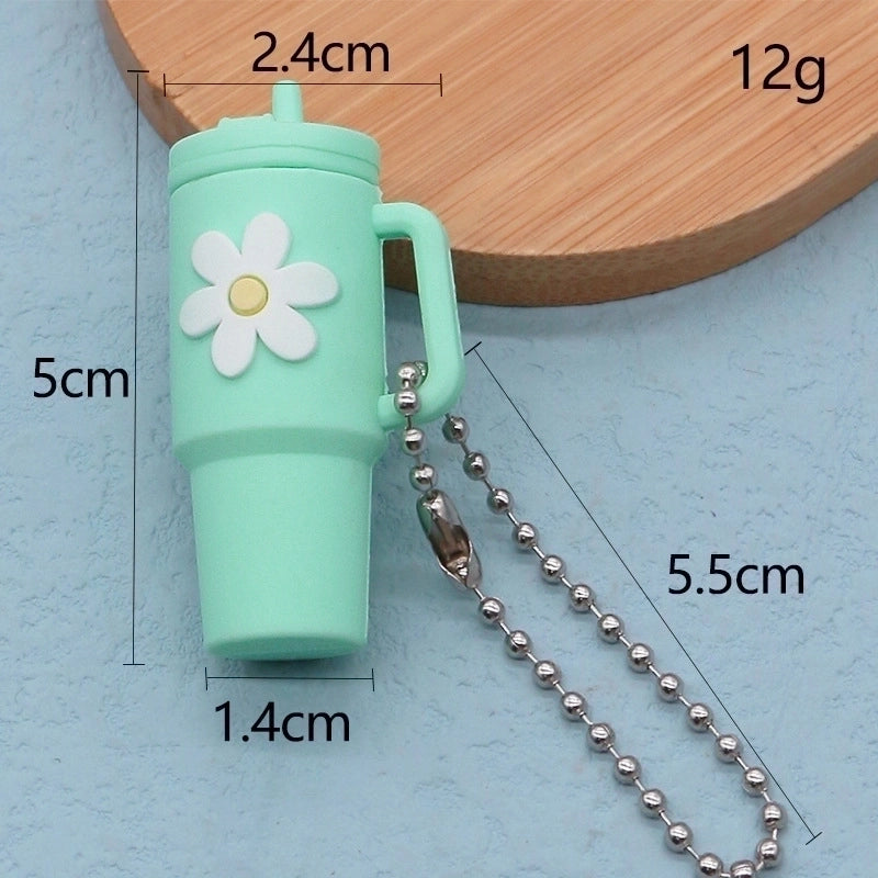 Cartoon Style Cup Flower Soft Glue Women’s Keychain