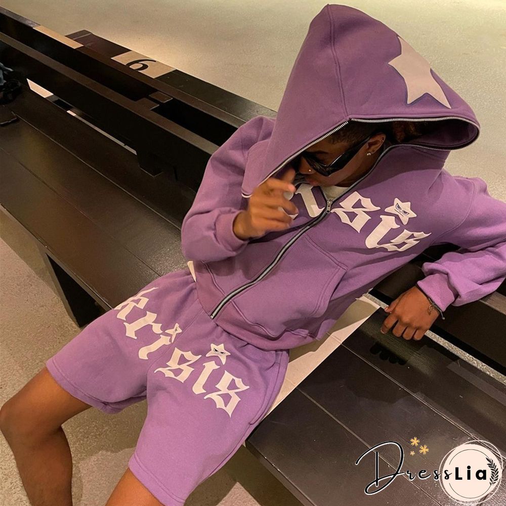 Fashion Men Sweatshirt Y2k Aesthetic Fairy Grunge Long Sleeve Hooded Tops Mens Hoodies Zipper Clothes Streetwear