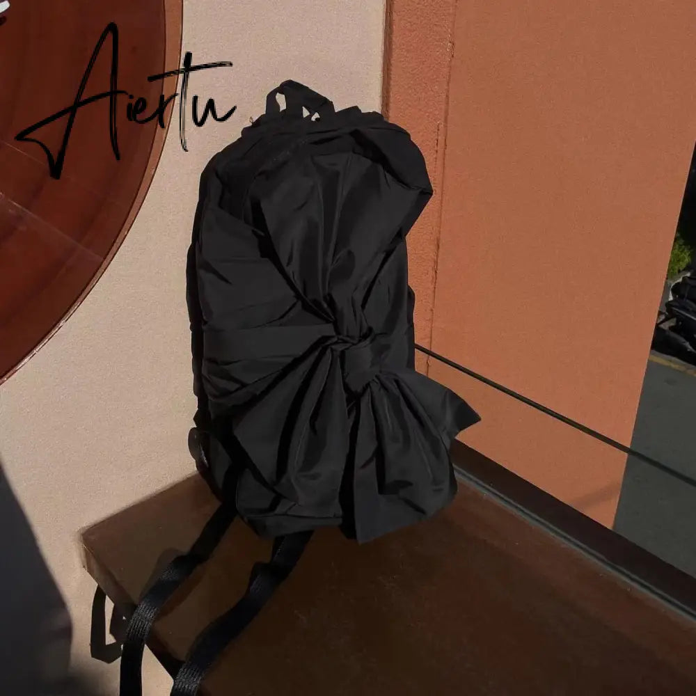 New Fashion Women Backpack Y2k Niche Ins Bowknot Backpack for Women Harajuku Girls Knotted Design Girls School Backpack Aiertu