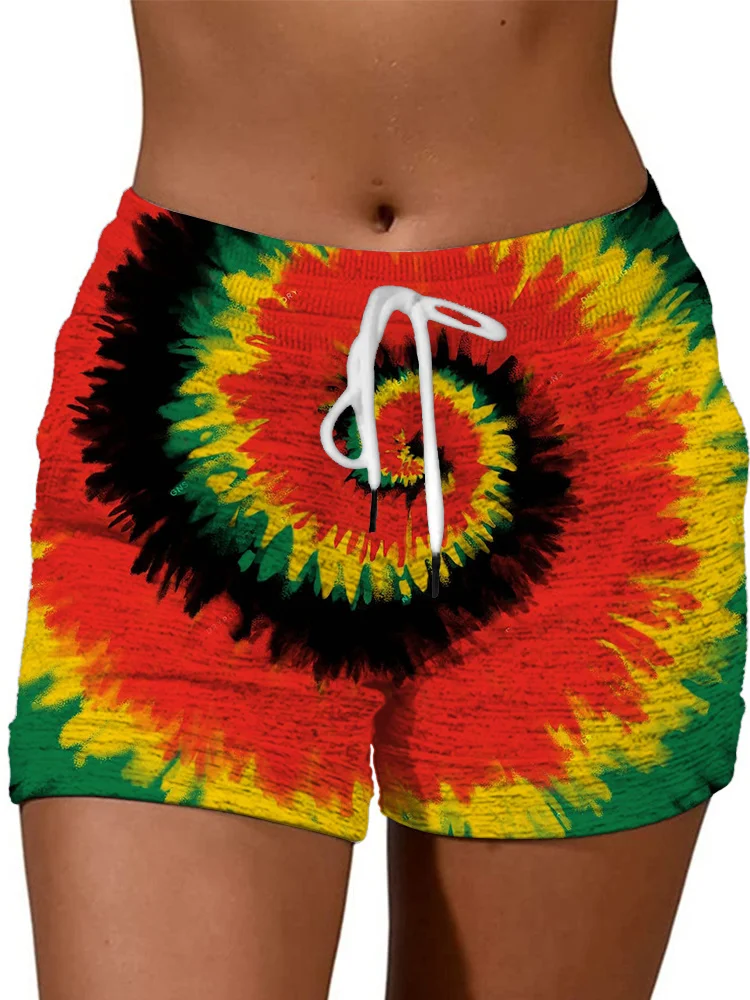 Black Pride Spiral Tye Dye Drawstring Shorts