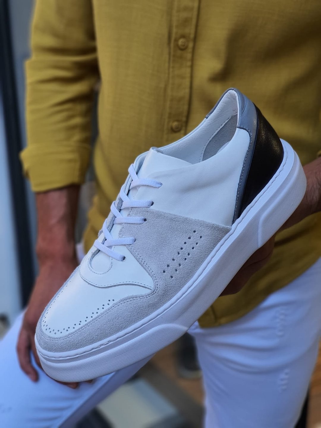 pex white leather shoes