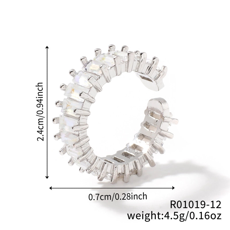 Copper K Gold Plated Rhodium Plated Inlay Round Zircon Open Rings