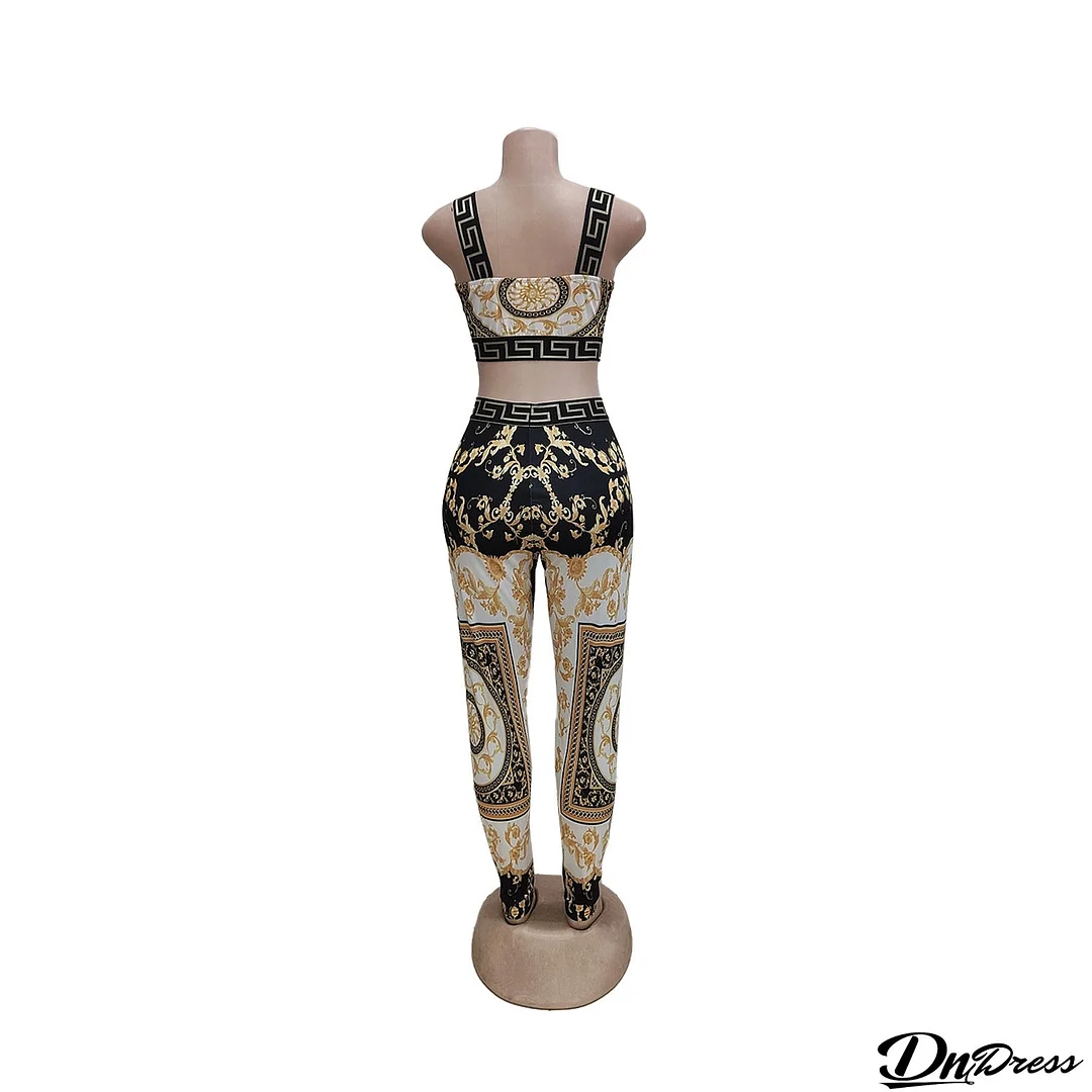 Women sexy retro slim camisole + Pant two-piece set