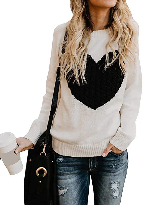 Wongn Wongn / Winter Women's Knit Sweater Plus Size Love Knit Long Sleeve Jumper Sweater Woman