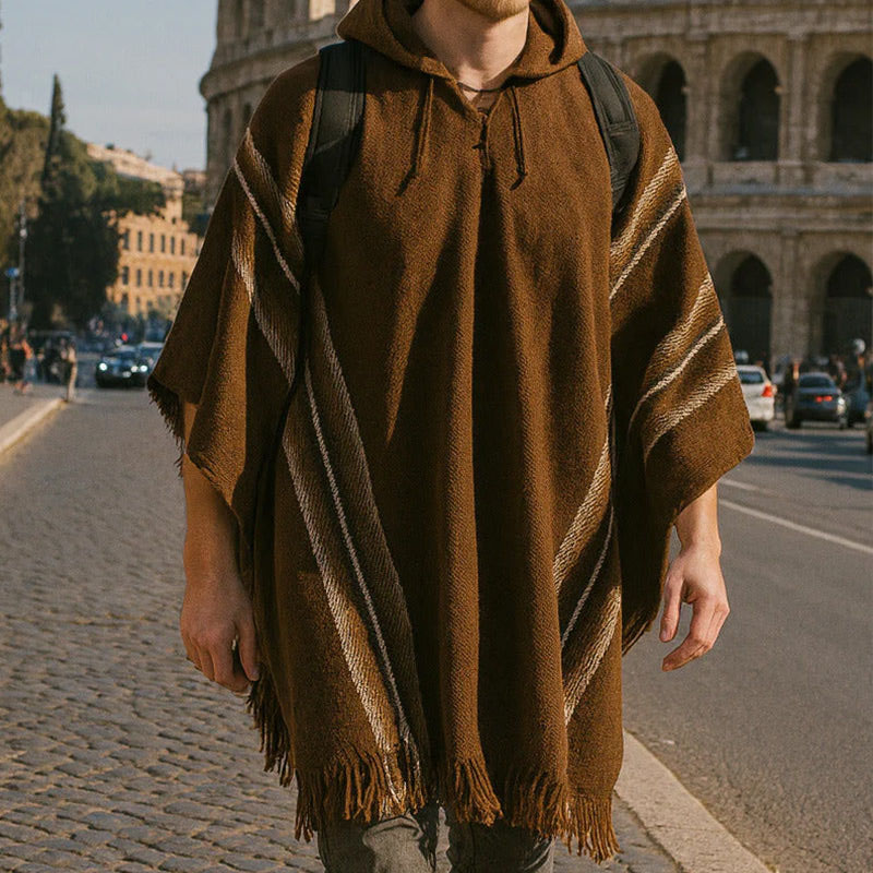 Vintage Alpaca Striped Poncho