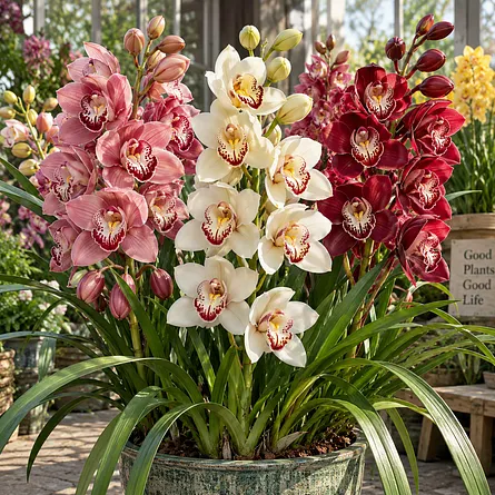 Hydroponic Cymbidium orchid flowers