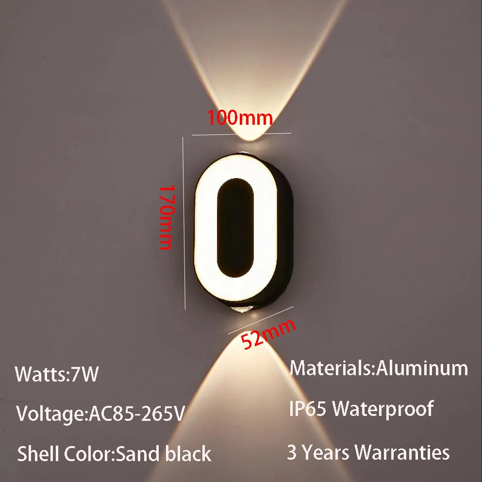 LED Wall Lamp AC85-265V 7W Digit Number Modern Minimalism Style IP65 Waterproof Outdoor Wall Lamp Lamp with 3 Years Warranties