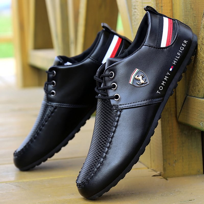Męskie skórzane, oddychające loafersy