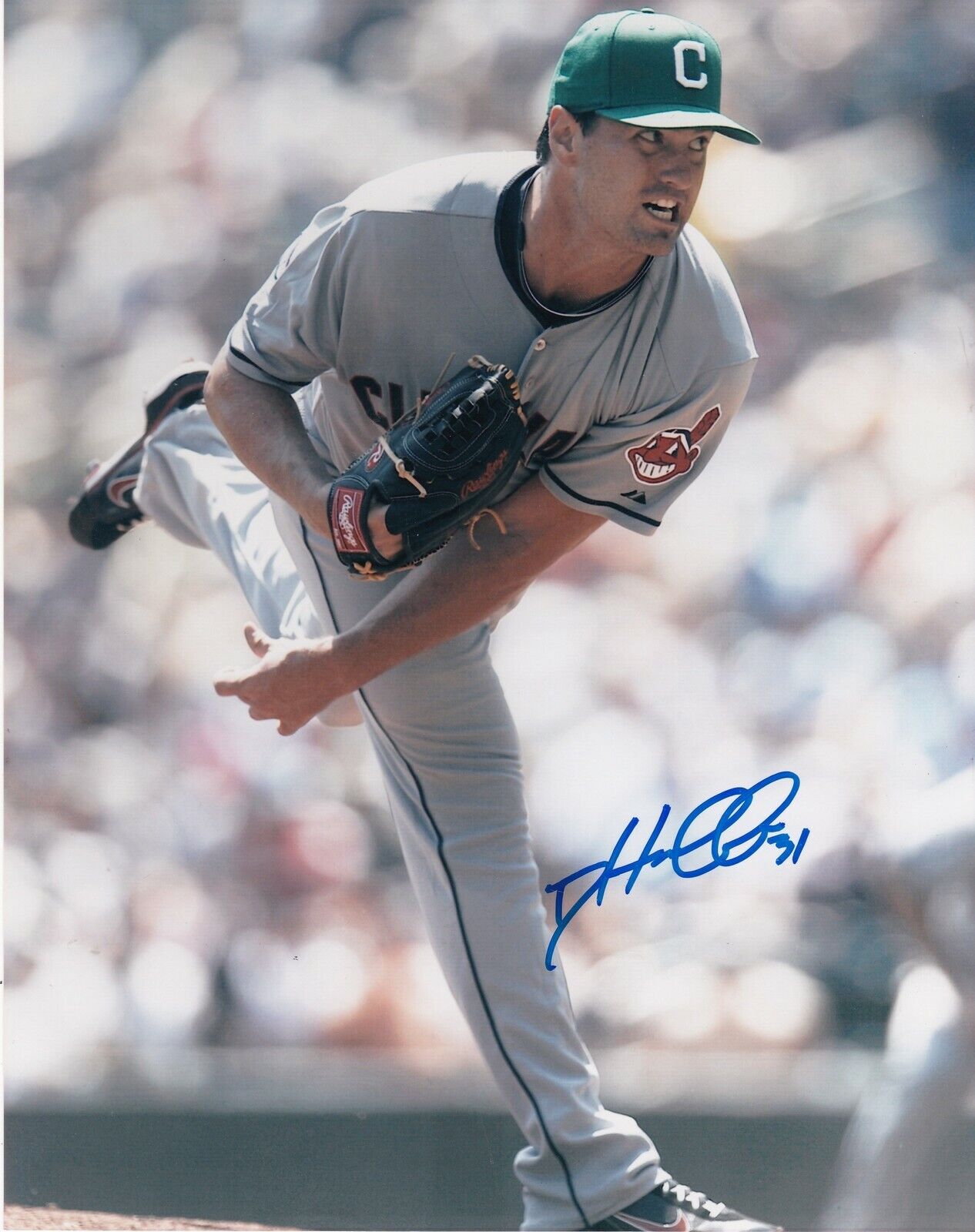 DAVID HUFF CLEVELAND INDIANS ACTION SIGNED 8x10