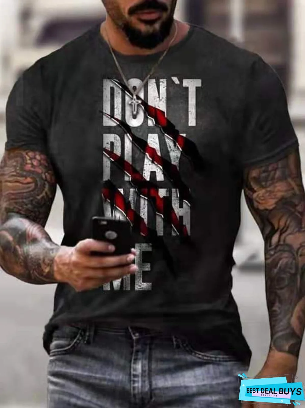 Men's Casual Round Neck Short Sleeve Digital Printing Slim Fit Pullover Men's T-Shirt