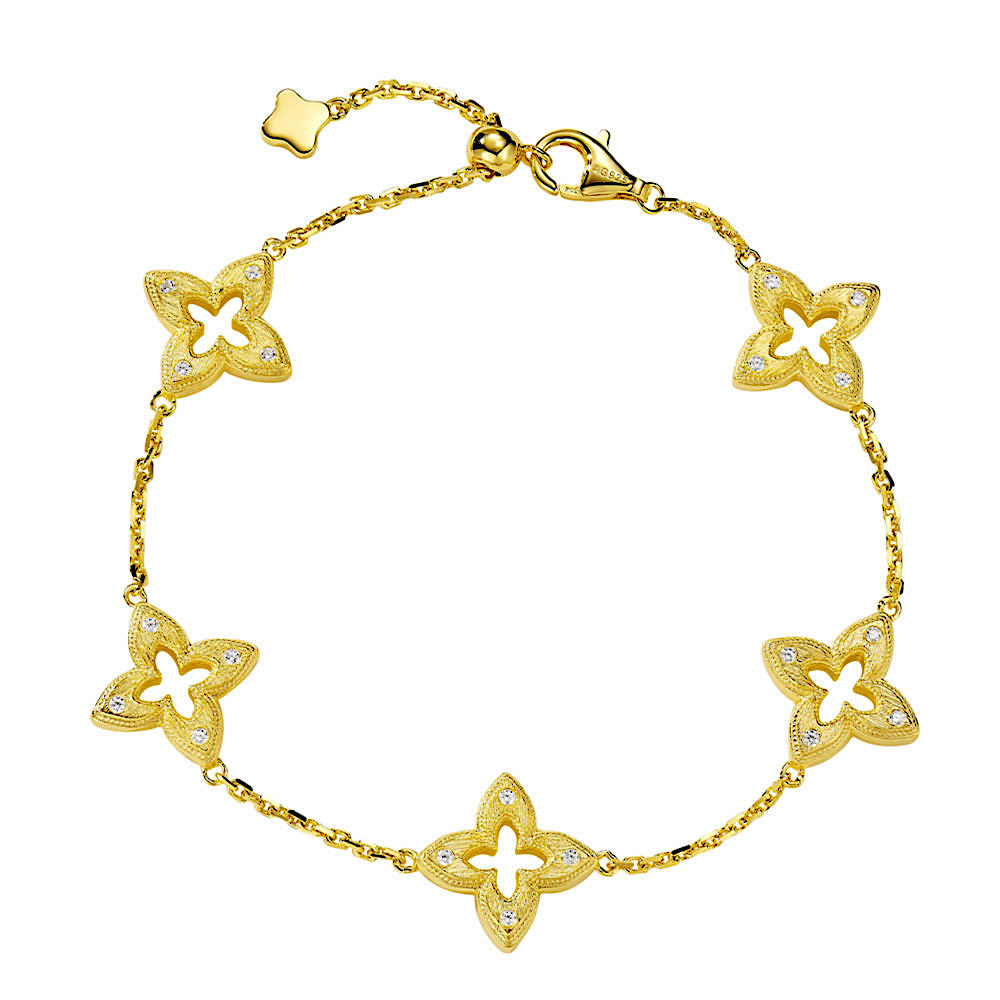 Brushed Gold Lucky Clover Bracelet