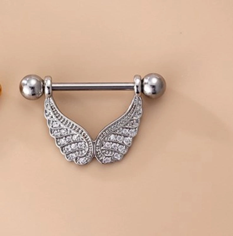 1 Piece Nipple Rings & Studs Fashion Heart Shape Wings 316L Stainless Steel  Copper Plating Zircon