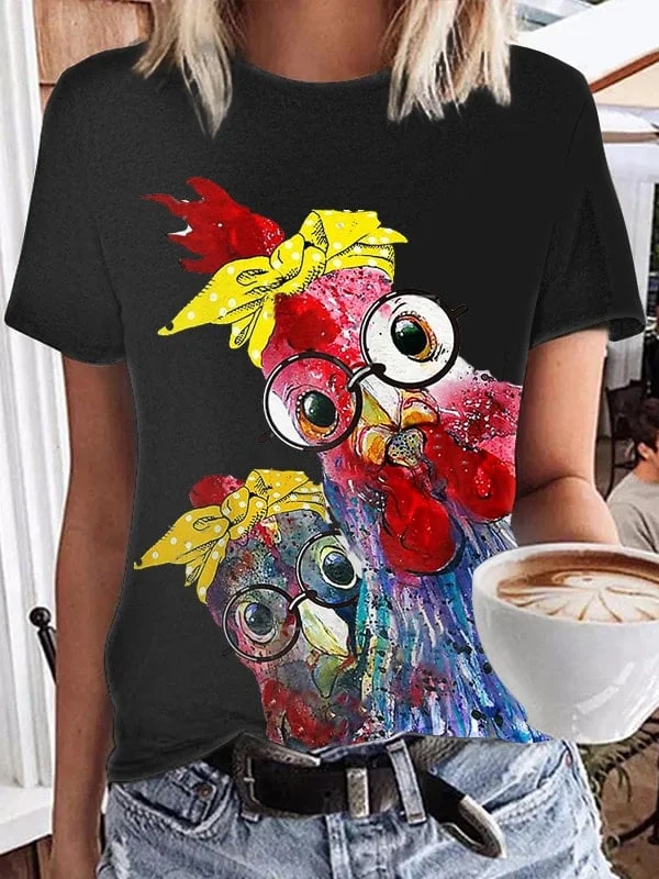 Women's Funny Rooster T-Shirt socialshop