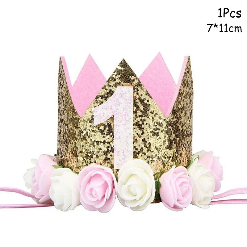 Gold Pink Disposable Tableware Set Paper Plates Cup Napkin Baby 1st Birthday Party Decor Baby Shower Girl Party Supplies Balloon