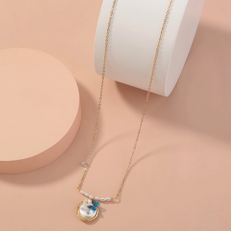 Elegant Sweet Flower Resin Copper Resin Pendant Necklace