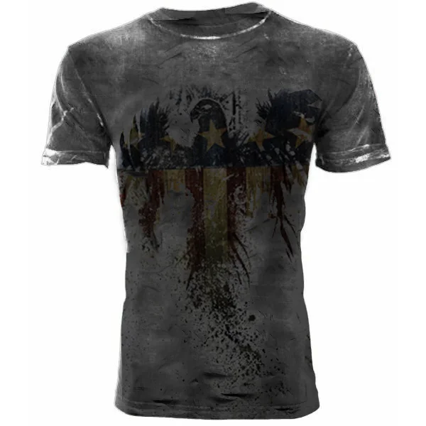 Men's retro printed casual short-sleeved T-shirt / [viawink] /