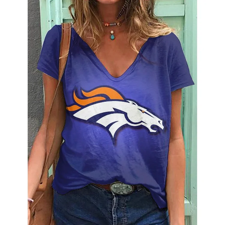Denver Broncos  Lightweight Short Sleeve V-Neck T-Shirt