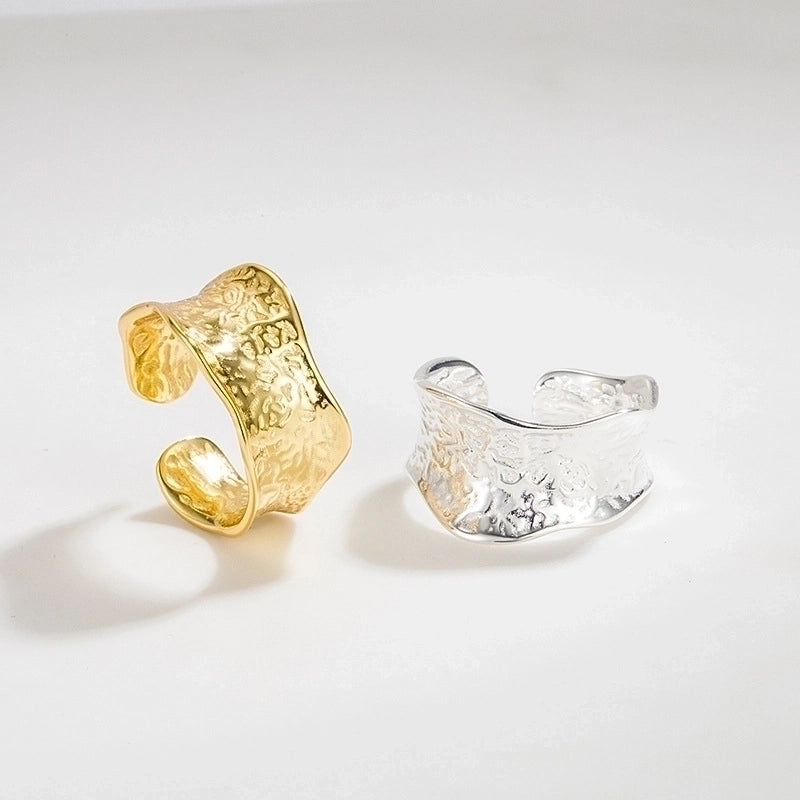 18K Gold Plated Silver Plated 925 Sterling Silver Irregular Solid Color Wide Band Rings Open Rings Rings