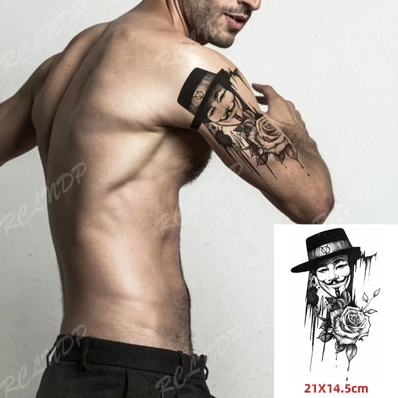 Waterproof Temporary Tattoo Sticker Black Demon Hand Shake Hands Flash Tatoo Fake Tatto Arm Leg Body Art for Women Men