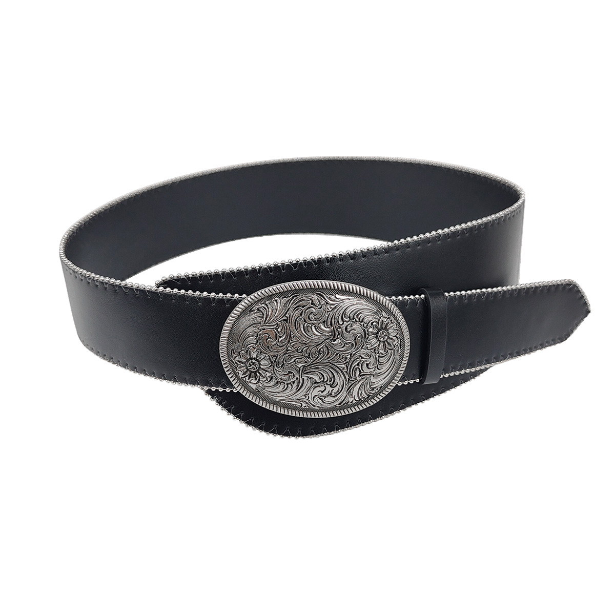 Western-Inspired Floral Buckle Belt For Stylish Outfits