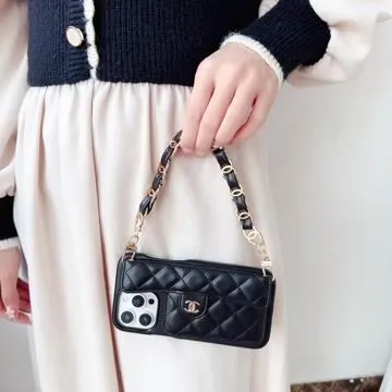 Chanel Official Hand Chain Cardholder Leather iPhone Case Crossbody Cord