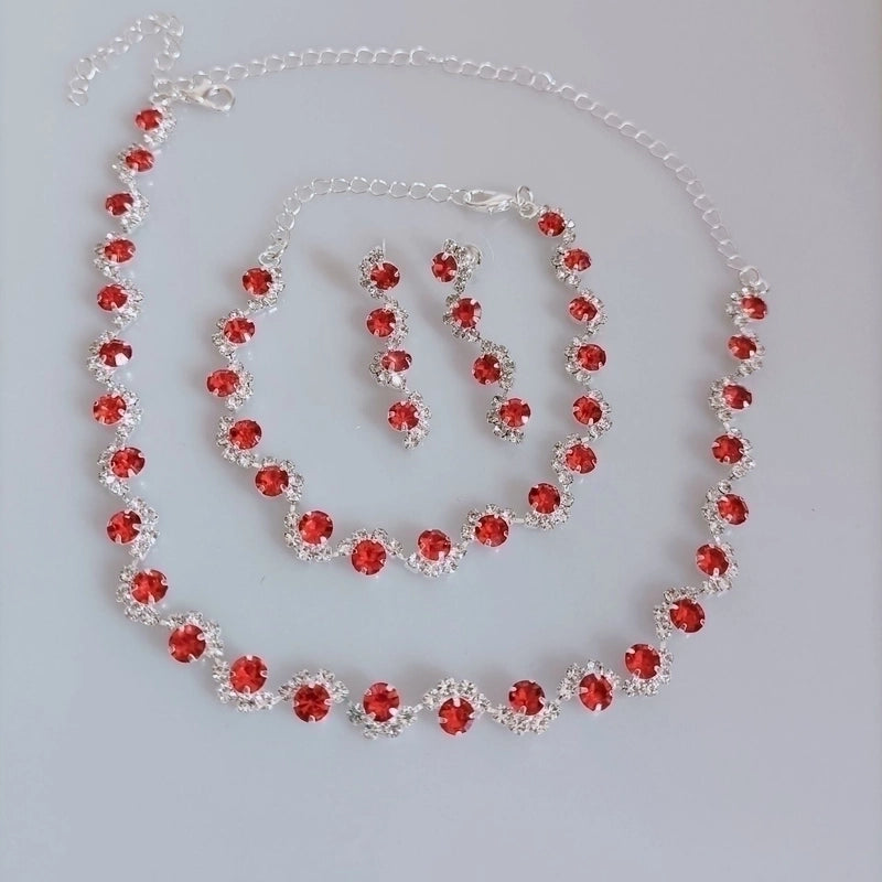 Minimalist Solid Color Rhinestone Inlay Zircon Jewelry Set