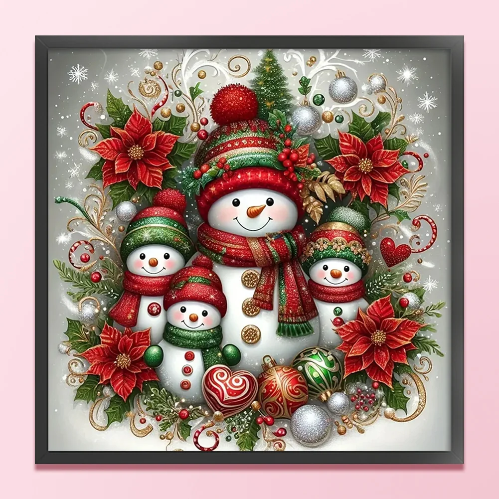 Full Embroidery cotton Thread 14CT Counted Xmas Snowman Cross Stitch 45x45cm