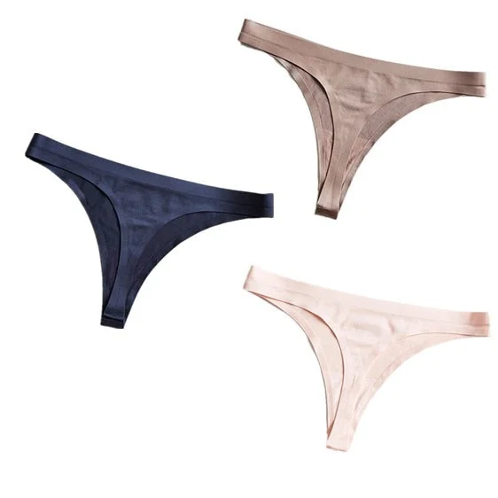 3pcs Seamless Thong Panties Sexy Briefs Solid Soft Thin Thongs Women Underwear Panties for Female Ladies Panty G String Lingerie