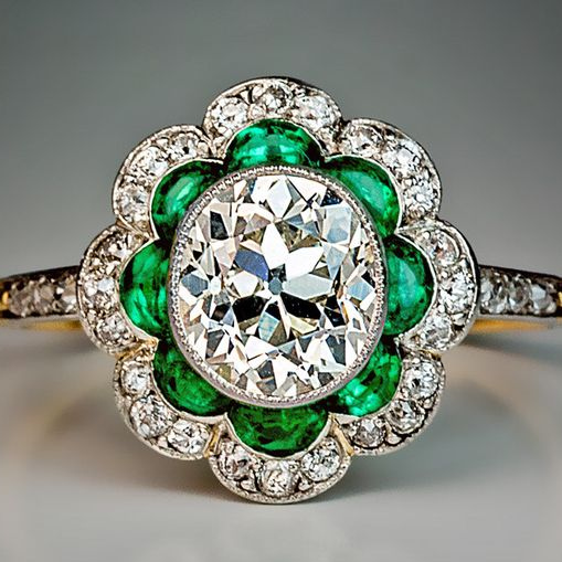 Vintage Crystal Bright Golden Ring
