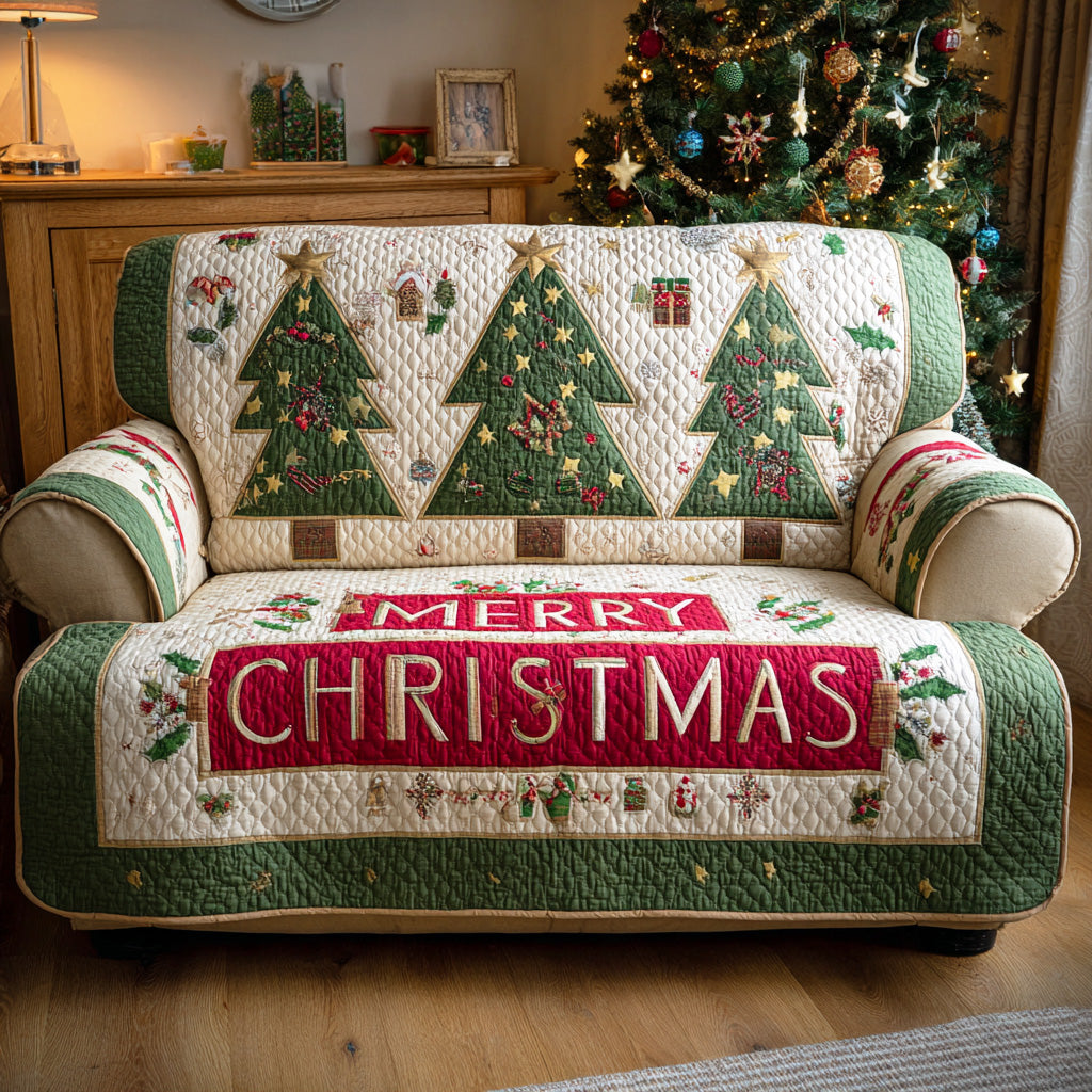 Christmas Dream Lane Quilted Sofa Cover NCU0TD1383 everthome
