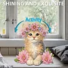 uk.everydayedeals DIY Diamond Painting Acrylic Bobble Head Decoration - Cat Pink Flower