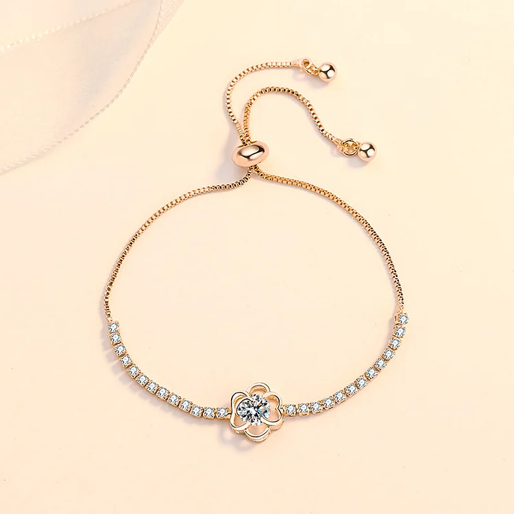 Pullable Crystal Flower Bracelet