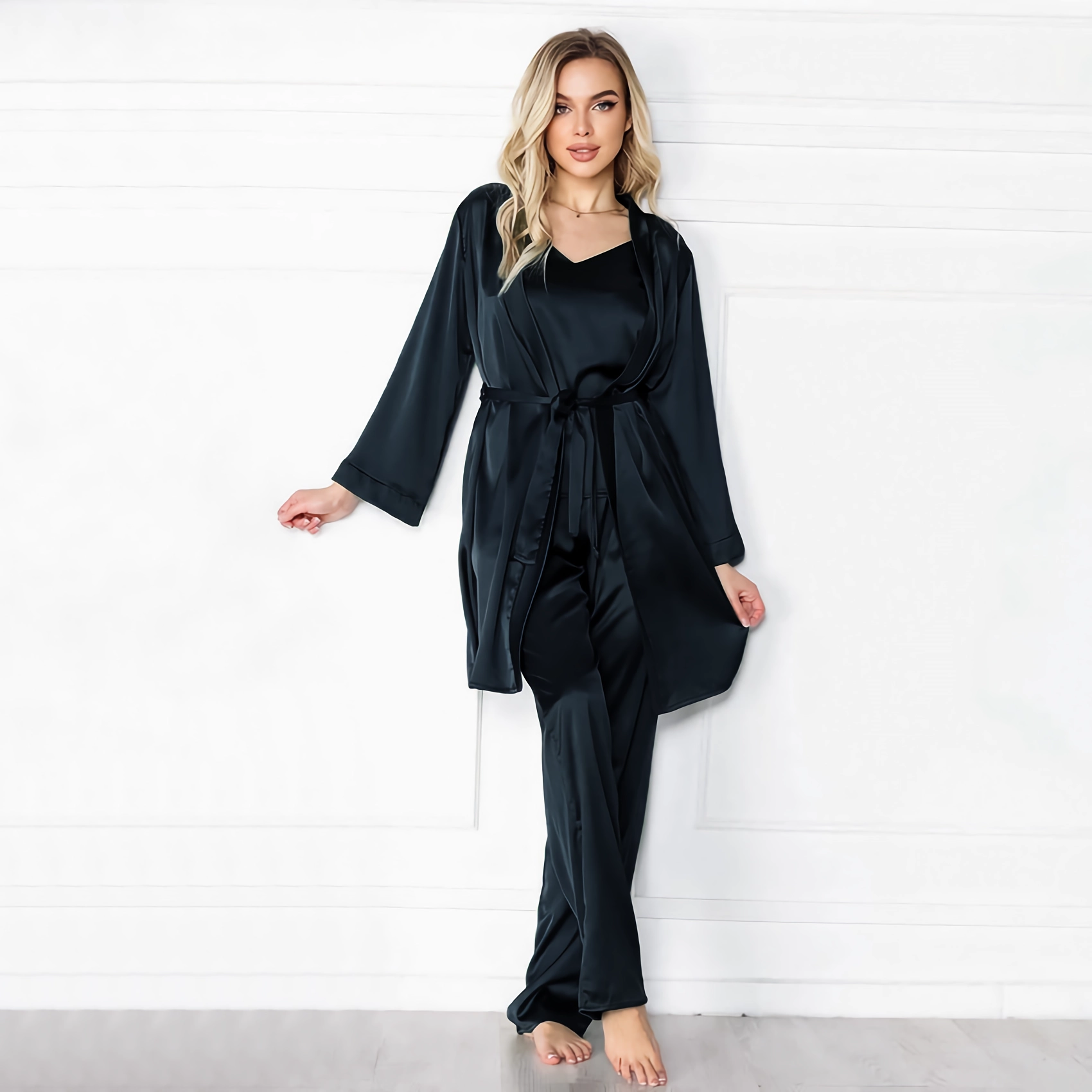 22 Momme Three-piece Cami Style Silk Pajamas REAL SILK LIFE