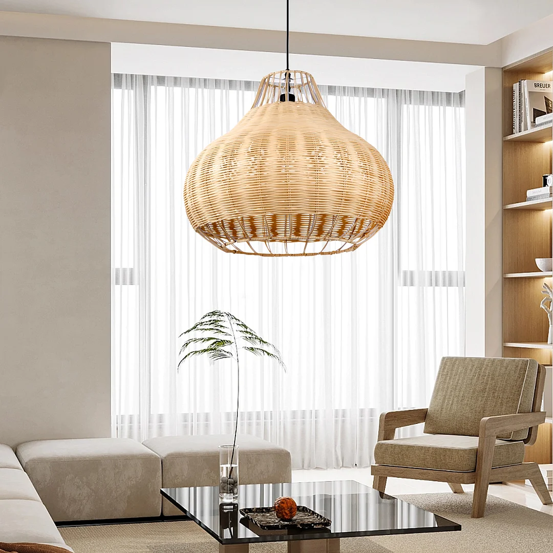 Arturest Pendant Light Hand-woven Rattan Lampshade For Living Room