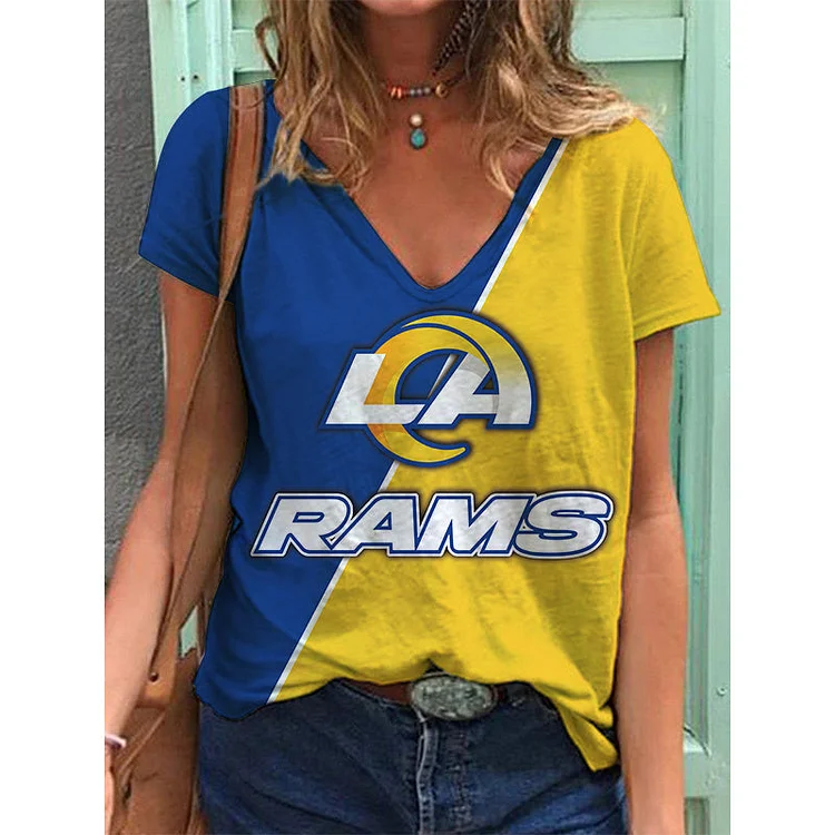 Los Angeles Rams Lightweight Short Sleeve V-Neck T-Shirt