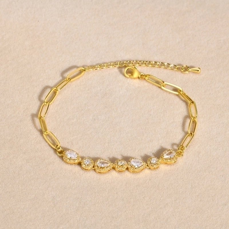 Brass Minimalist Metal Grain Zircon Bracelets