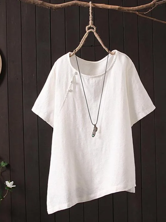 Loose Round Neck Short Sleeve Shirt And T-Shirt